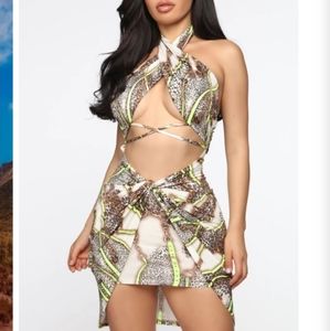 Sexy Leopard Animal Print Halter Dress Sz XL